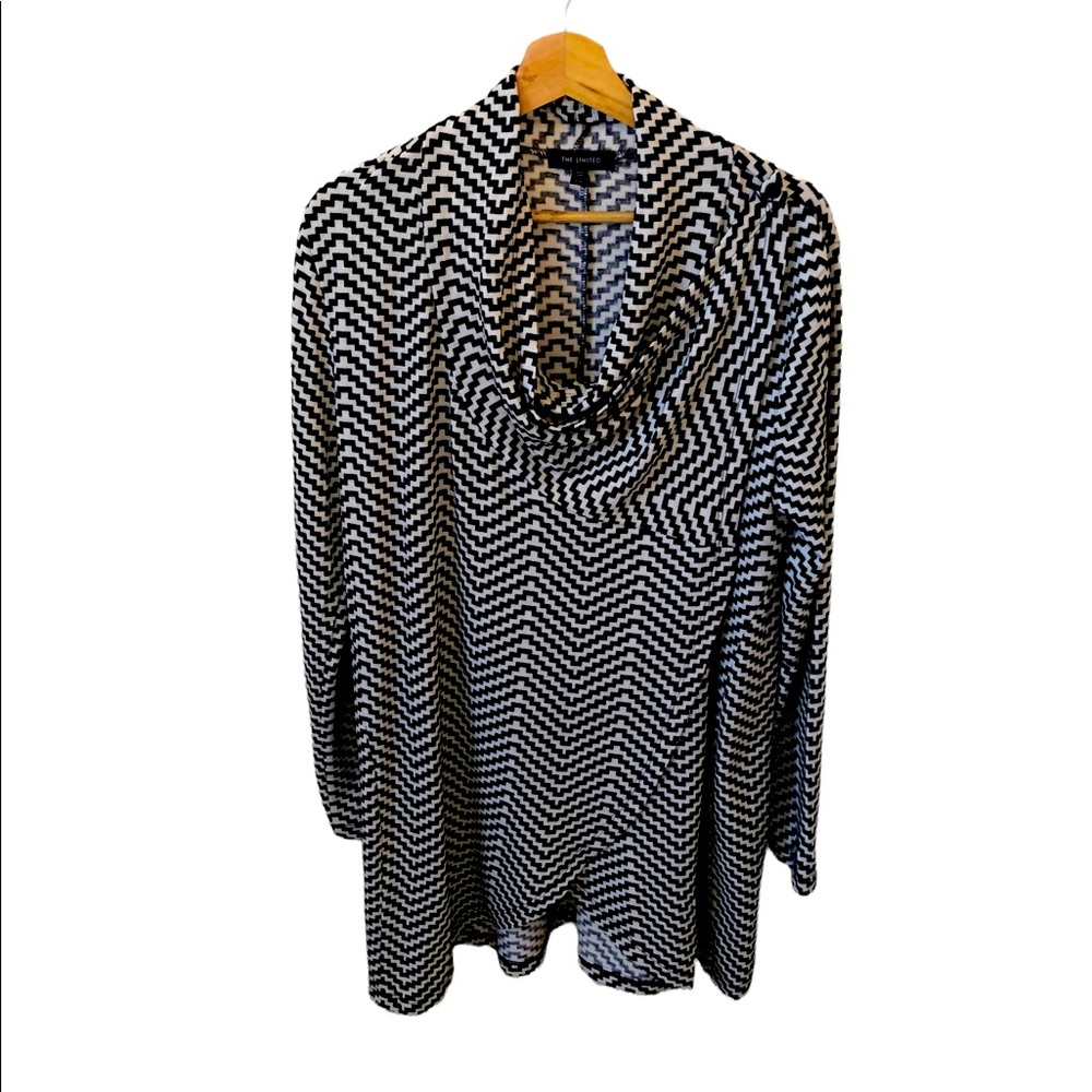 THE LIMITED Cowl Neck Black and White Wrap Sweater Tunic Size XL